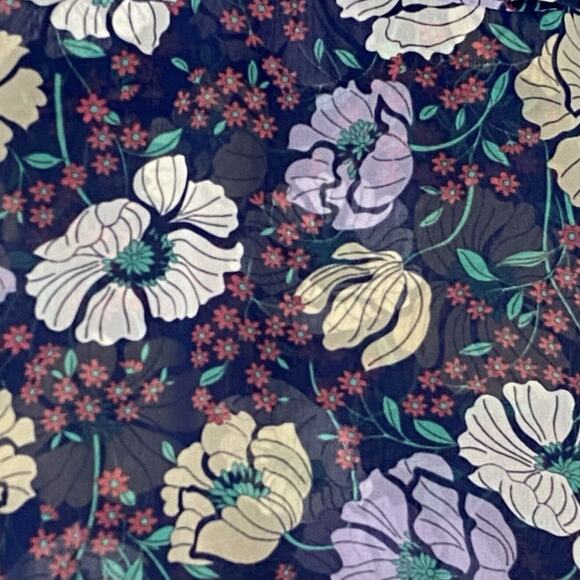 Mary & Mabel Floral Tunic Blouse Womens S Oversized Boho Chic Flowy Sheer Ruffle - Picture 2 of 10